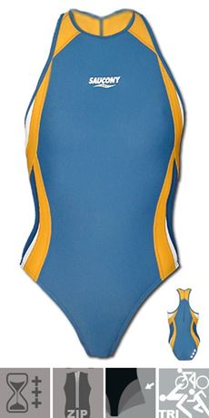 Triathlon swimming costume with padding and zip