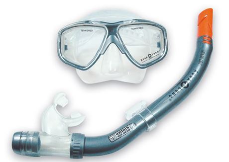 Miami Dry Aquatics Profi Tauch & Schnorchel  Tauchset Blau für Erwachsene 