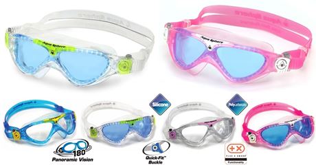 Leak Resistant Aqua Sphere Vista Kid's Swimming Goggles Junior 