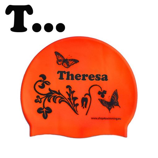 Silicone swimming cap with female first names