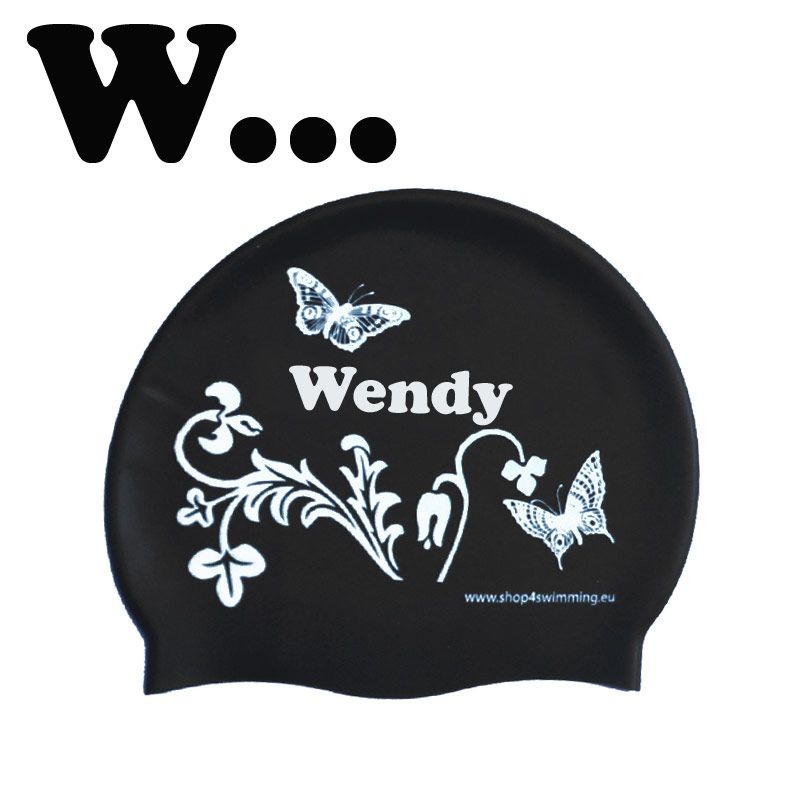 Silicone swimming cap with female first names