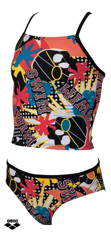 Speedo Mädchen Tankini - Geometrisches 2-teiliges Badeanzug-Set, Mit No Wedgie Technologie & Xtra Life Lycra