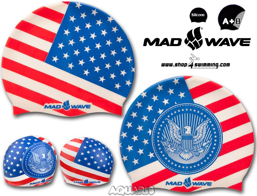 Stars and Stripes USA silicone swim cap