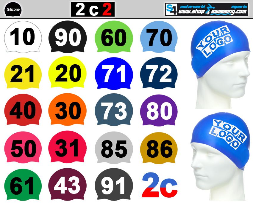 Personalised swimming caps, 2 colours, 2 sides