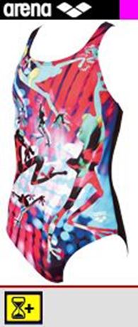 Arena Badeanzug Mädchen Waterfeel® X-Life Lycra® Kinder Swimsuit schwarz/pink 