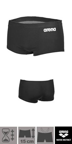 Black/White Arena Boys Solid Junior Swim Shorts