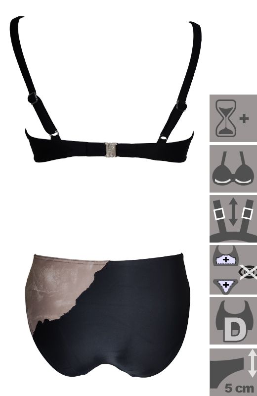Haut De Bikini Rasurel Modèle Daphné Taille 90D - Imprimé Anis Noir Et Blanc, Neuf Avec étiquettes