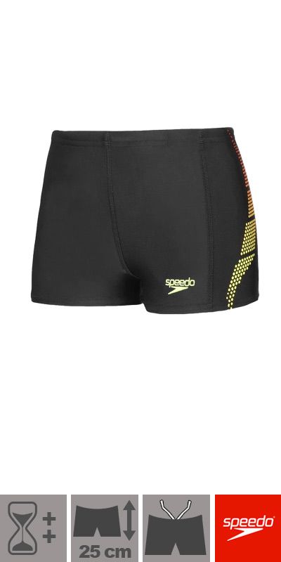 Speedo Boomstar Placement Aquashort Uomo – Costume Da Bagno Nero Con Stampa Iconica, Resistente Al Cloro E Asciugatura Rapida