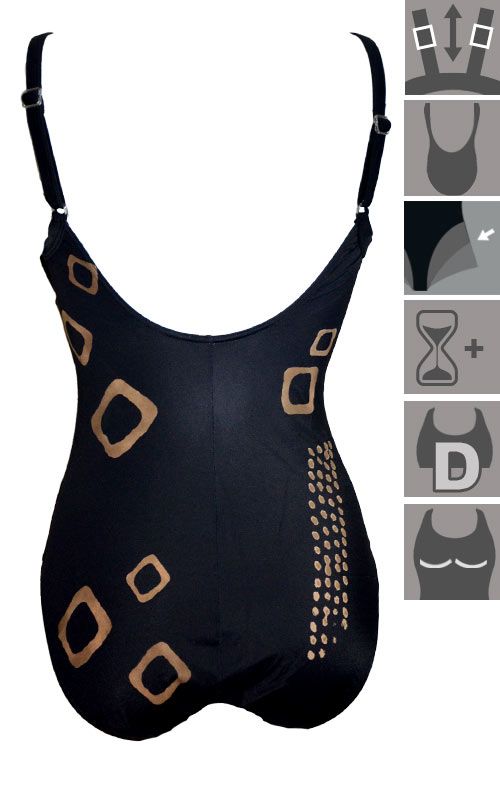 Haut De Maillot De Bain Rasurel Daphne 90D - Imprimé Anis, Noir Et Blanc, Neuf Avec étiquettes
